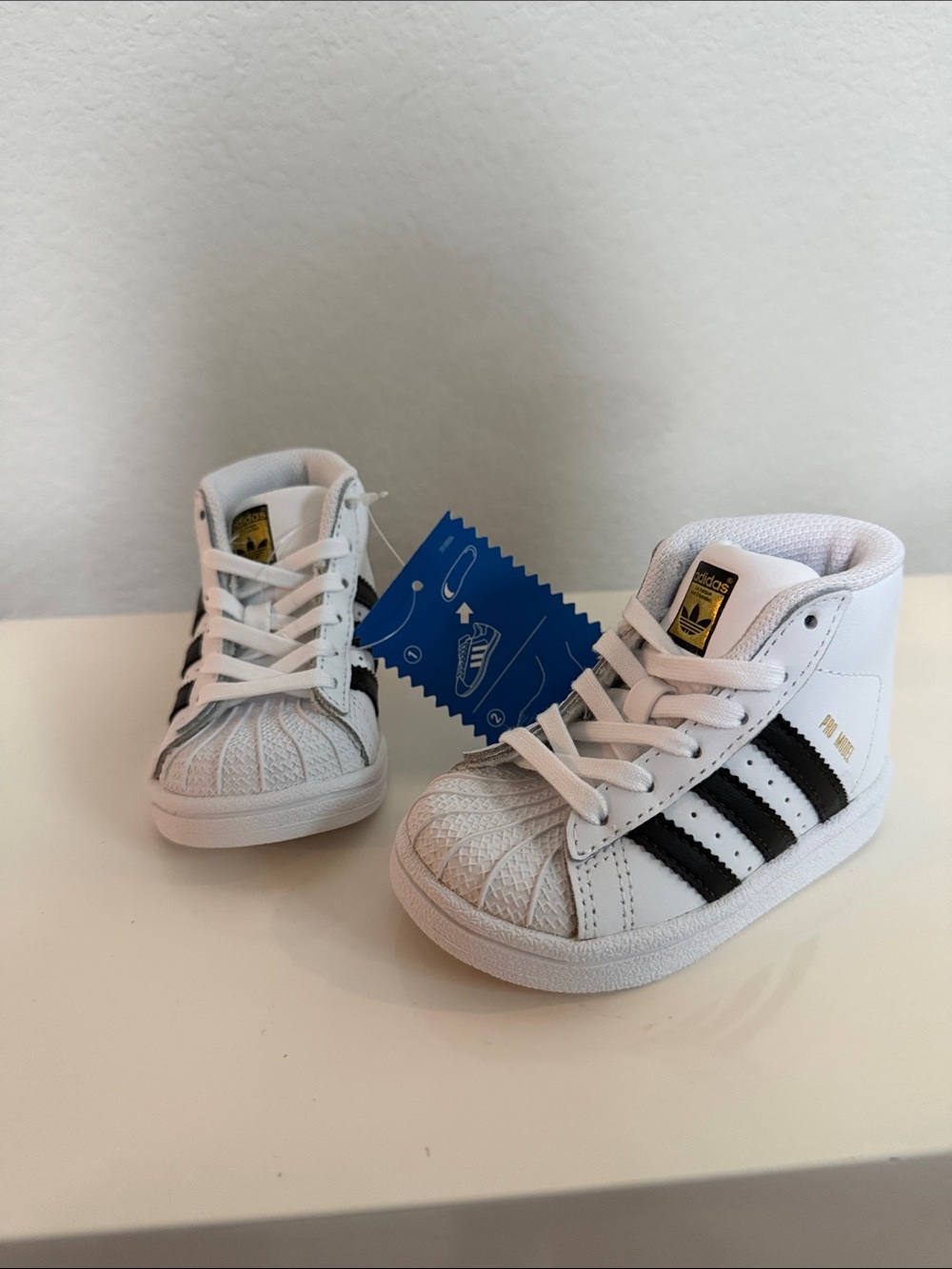 adidas Kids White & Black Shell-Toe High-Top Sneakers